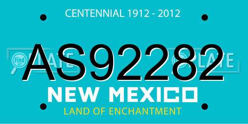 AS92282 New Mexico License Plate