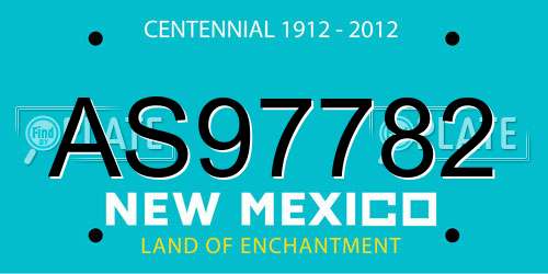 AS97782 New Mexico License Plate