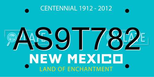 AS9T782 New Mexico License Plate