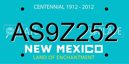 AS9Z252 New Mexico License Plate