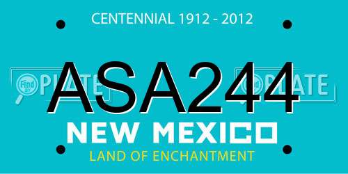 ASA244 New Mexico License Plate