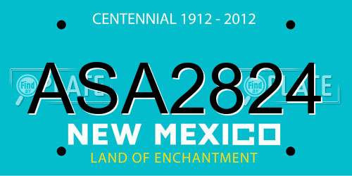 ASA2824 New Mexico License Plate