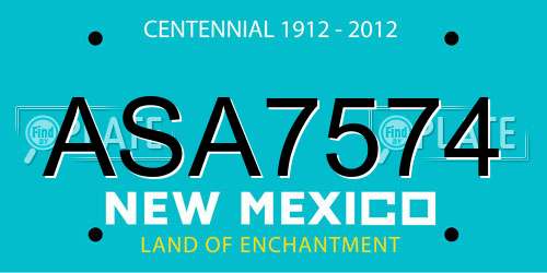 ASA7574 New Mexico License Plate
