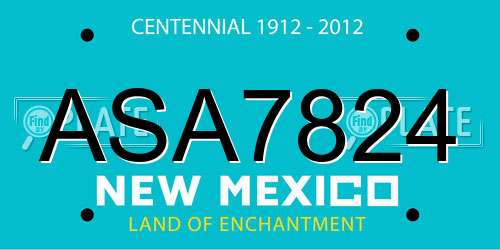 ASA7824 New Mexico License Plate