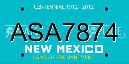 ASA7874 New Mexico License Plate