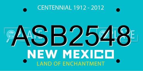 ASB2548 New Mexico License Plate
