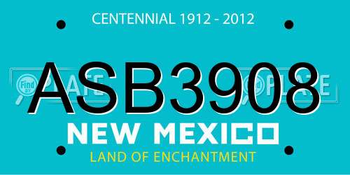ASB3908 New Mexico License Plate