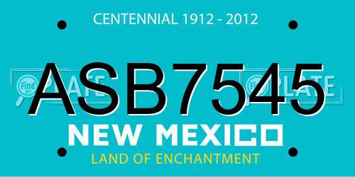 ASB7545 New Mexico License Plate
