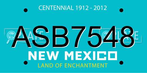 ASB7548 New Mexico License Plate