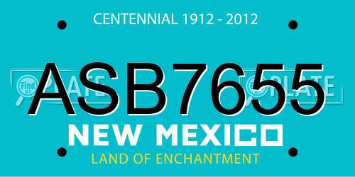 ASB7655 New Mexico License Plate