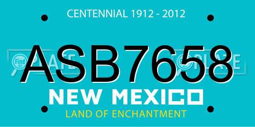 ASB7658 New Mexico License Plate