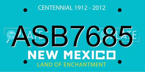 ASB7685 New Mexico License Plate