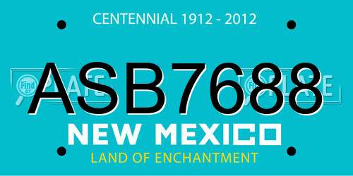 ASB7688 New Mexico License Plate