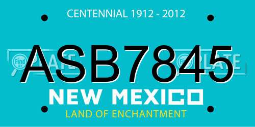ASB7845 New Mexico License Plate