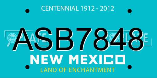 ASB7848 New Mexico License Plate