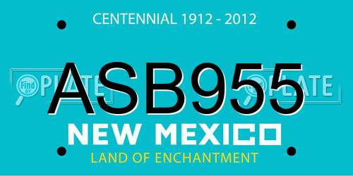 ASB955 New Mexico License Plate