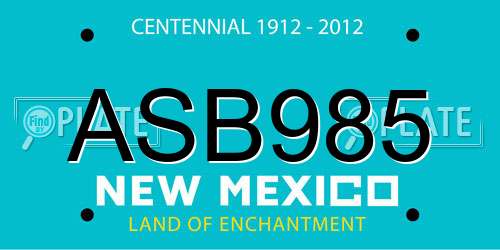ASB985 New Mexico License Plate