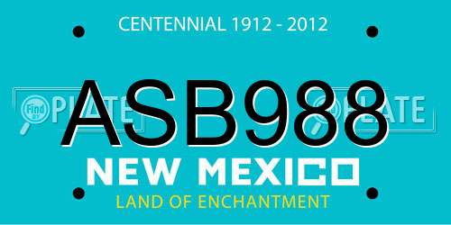 ASB988 New Mexico License Plate