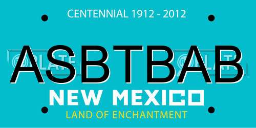 ASBTBAB New Mexico License Plate