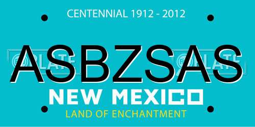 ASBZSAS New Mexico License Plate