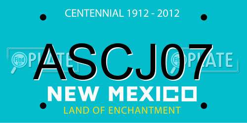 ASCJ07 New Mexico License Plate