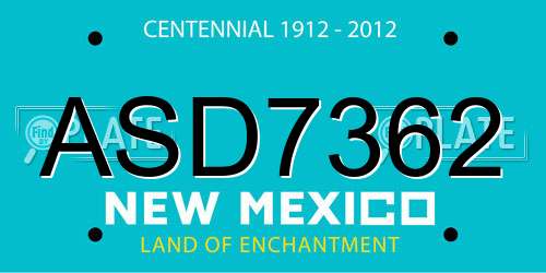 ASD7362 New Mexico License Plate