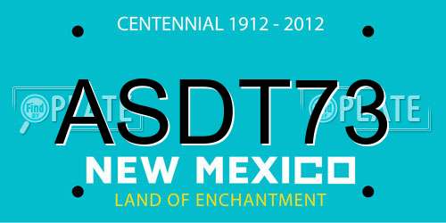 ASDT73 New Mexico License Plate