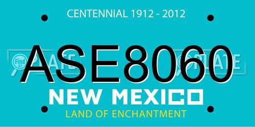 ASE8060 New Mexico License Plate