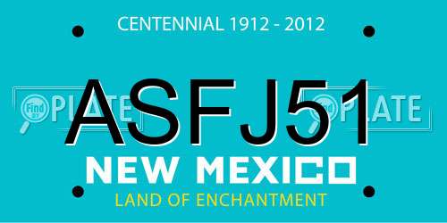 ASFJ51 New Mexico License Plate