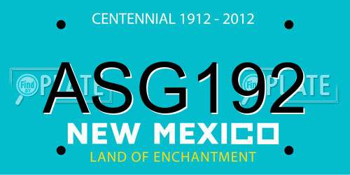 ASG192 New Mexico License Plate