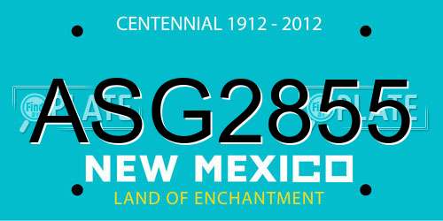 ASG2855 New Mexico License Plate