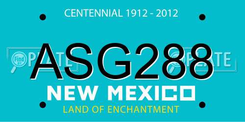 ASG288 New Mexico License Plate