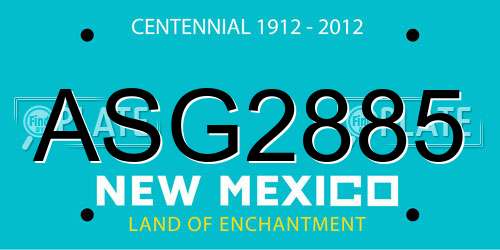 ASG2885 New Mexico License Plate