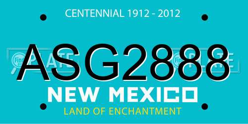 ASG2888 New Mexico License Plate