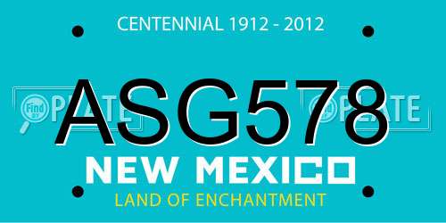 ASG578 New Mexico License Plate