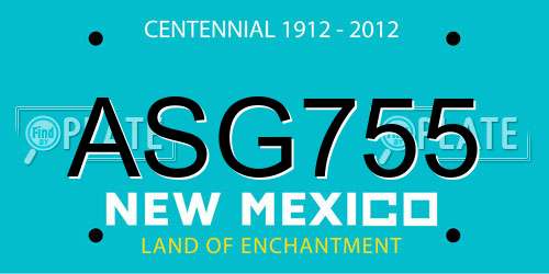 ASG755 New Mexico License Plate