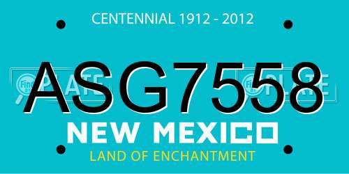 ASG7558 New Mexico License Plate