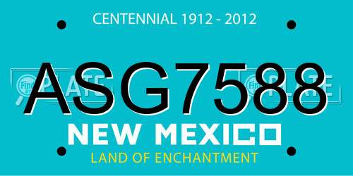 ASG7588 New Mexico License Plate