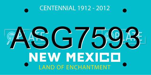 ASG7593 New Mexico License Plate