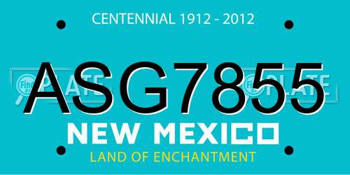 ASG7855 New Mexico License Plate
