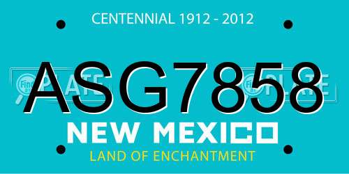 ASG7858 New Mexico License Plate