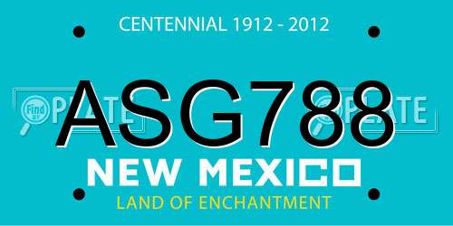 ASG788 New Mexico License Plate