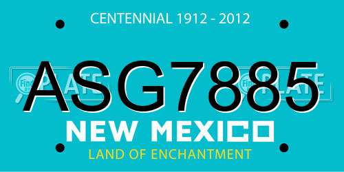 ASG7885 New Mexico License Plate