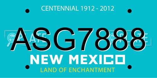 ASG7888 New Mexico License Plate
