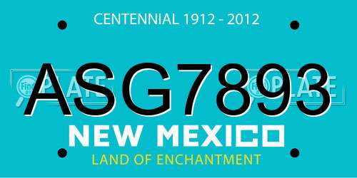 ASG7893 New Mexico License Plate