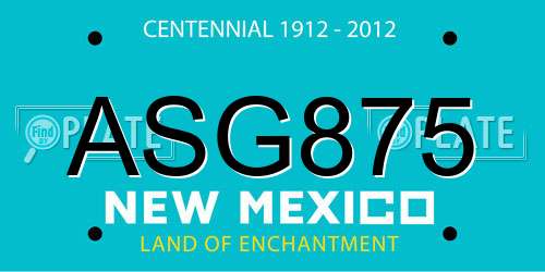 ASG875 New Mexico License Plate