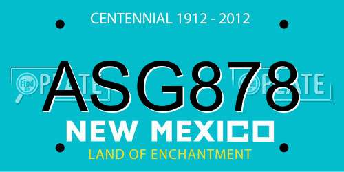 ASG878 New Mexico License Plate
