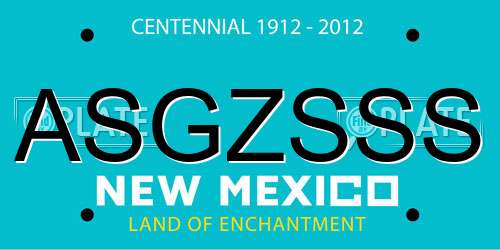 ASGZSSS New Mexico License Plate
