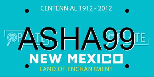 ASHA99 New Mexico License Plate