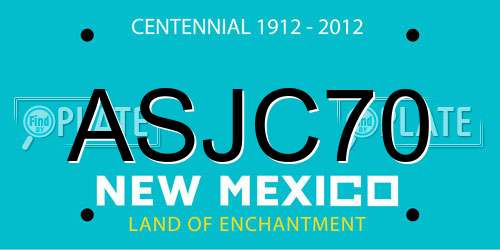 ASJC70 New Mexico License Plate